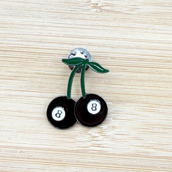 Cherry 8 Ball Enamel Pin - Picture 2 of 4